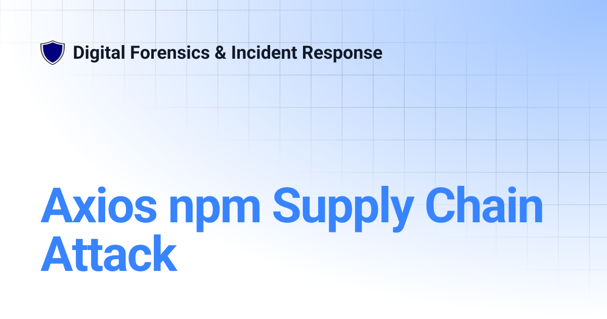 Axios npm Supply Chain Attack | Digital Forensics & Incident Response